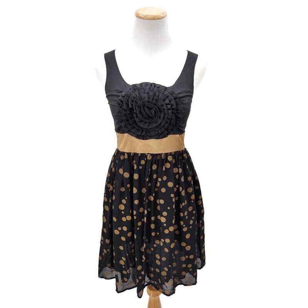 NWT Anthropologie Burlapp Black Gold Knee Length Party dress in size XS Classic